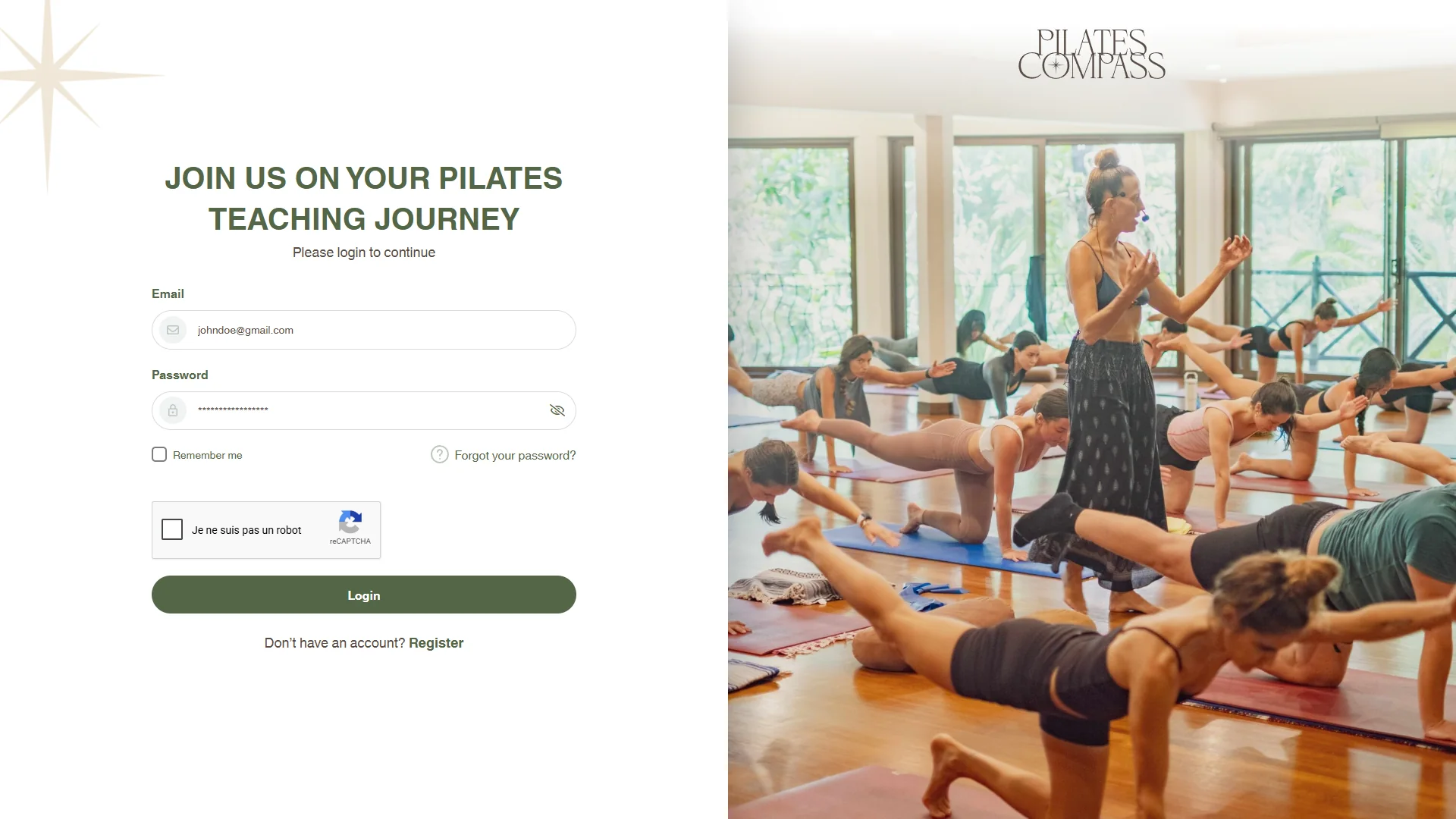Capture du projet Pilates Compass