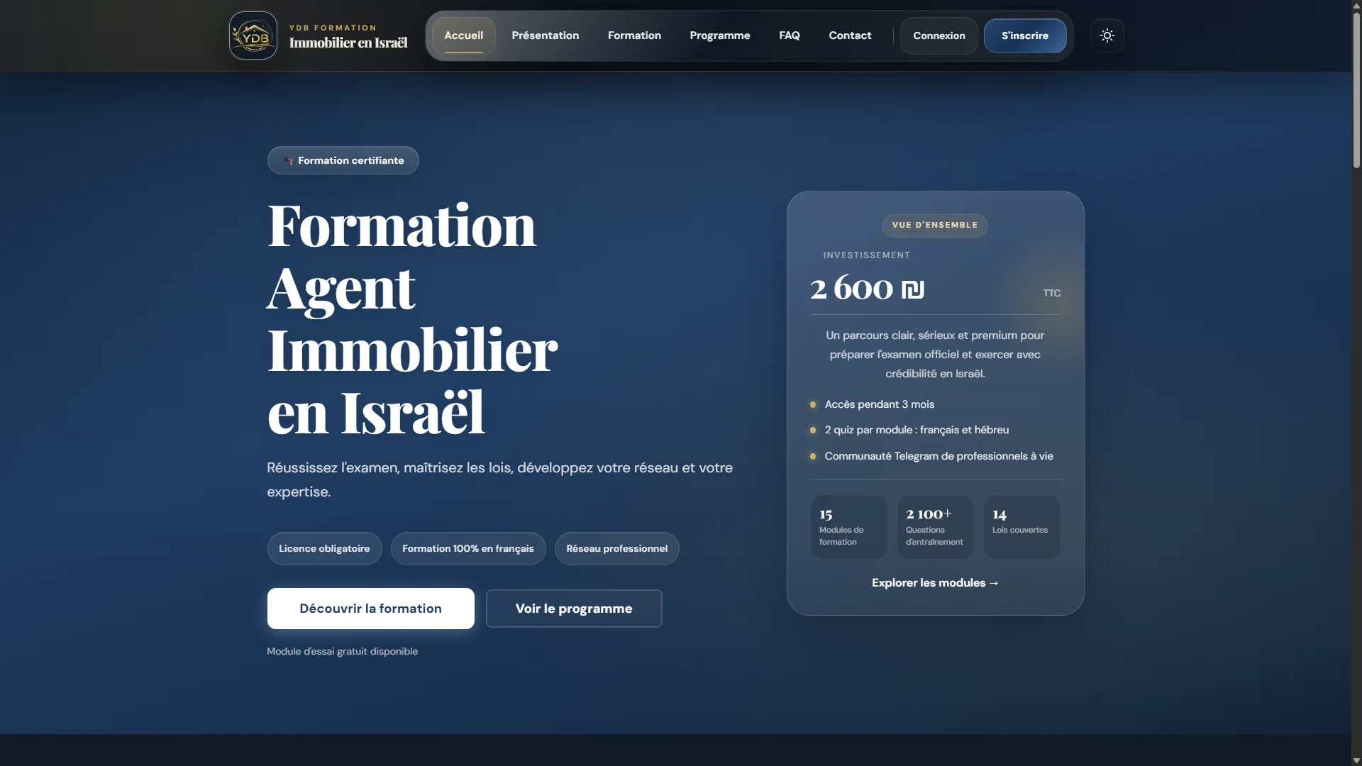 Capture du projet YDB Formation